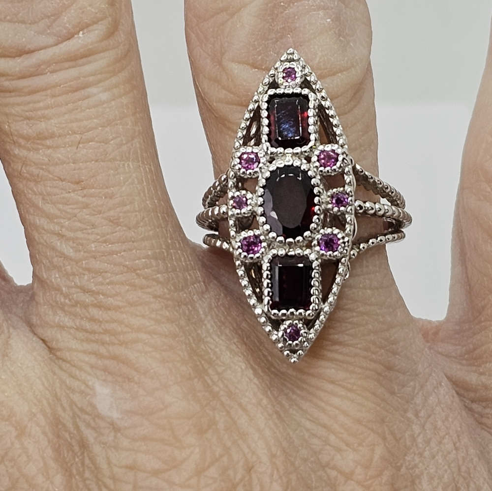 Natural Rhodolite Garnet & Pink Sapphire Ring Size 7! - Picture 8 of 9